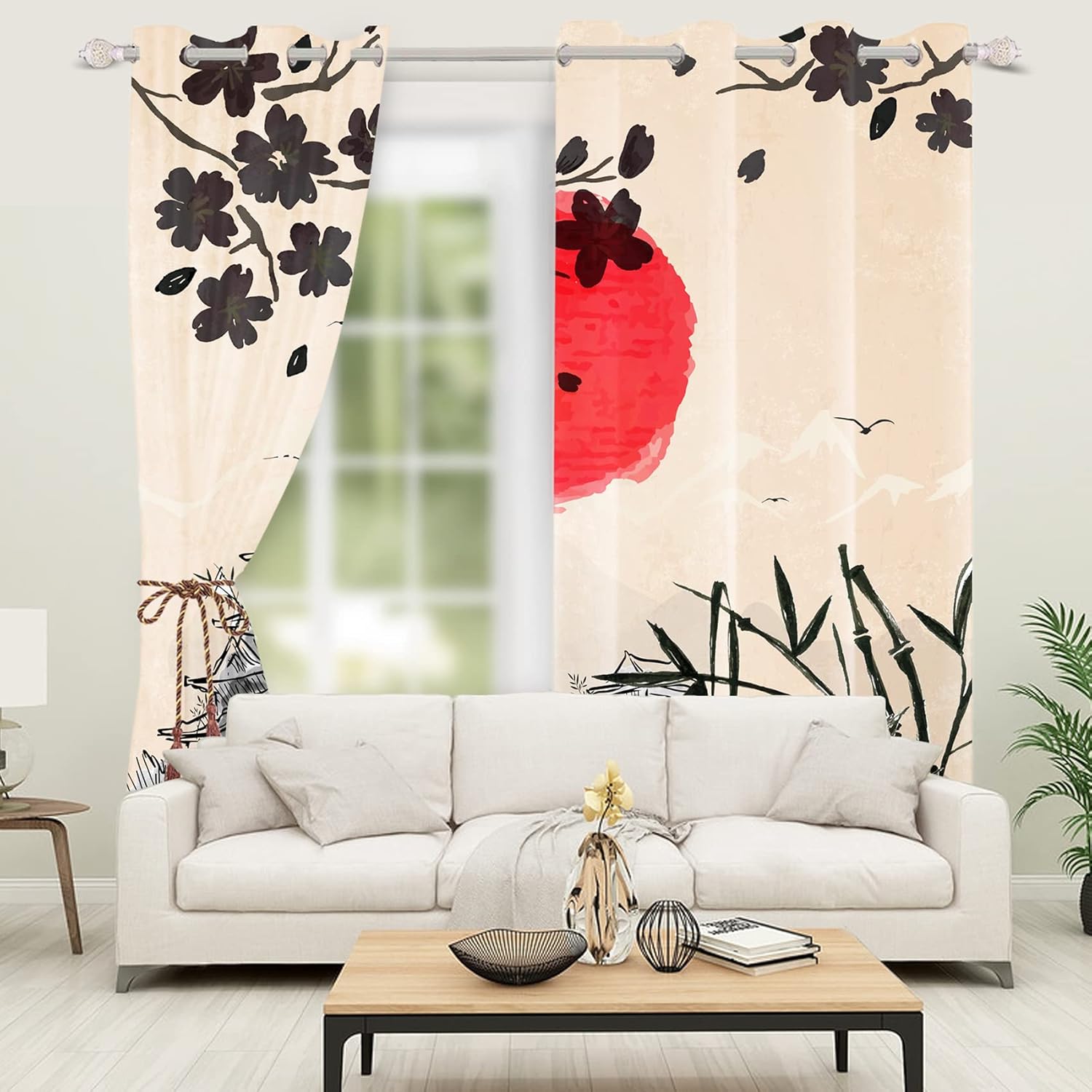 Umpoo Japanese Ukiyoe Blackout Curtains 2 Panels
