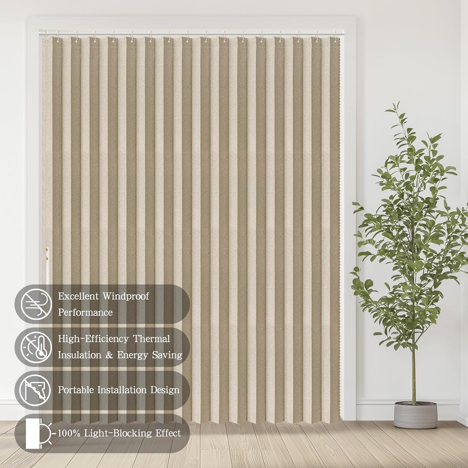 Jilron Blackout Door Curtain Linen Style