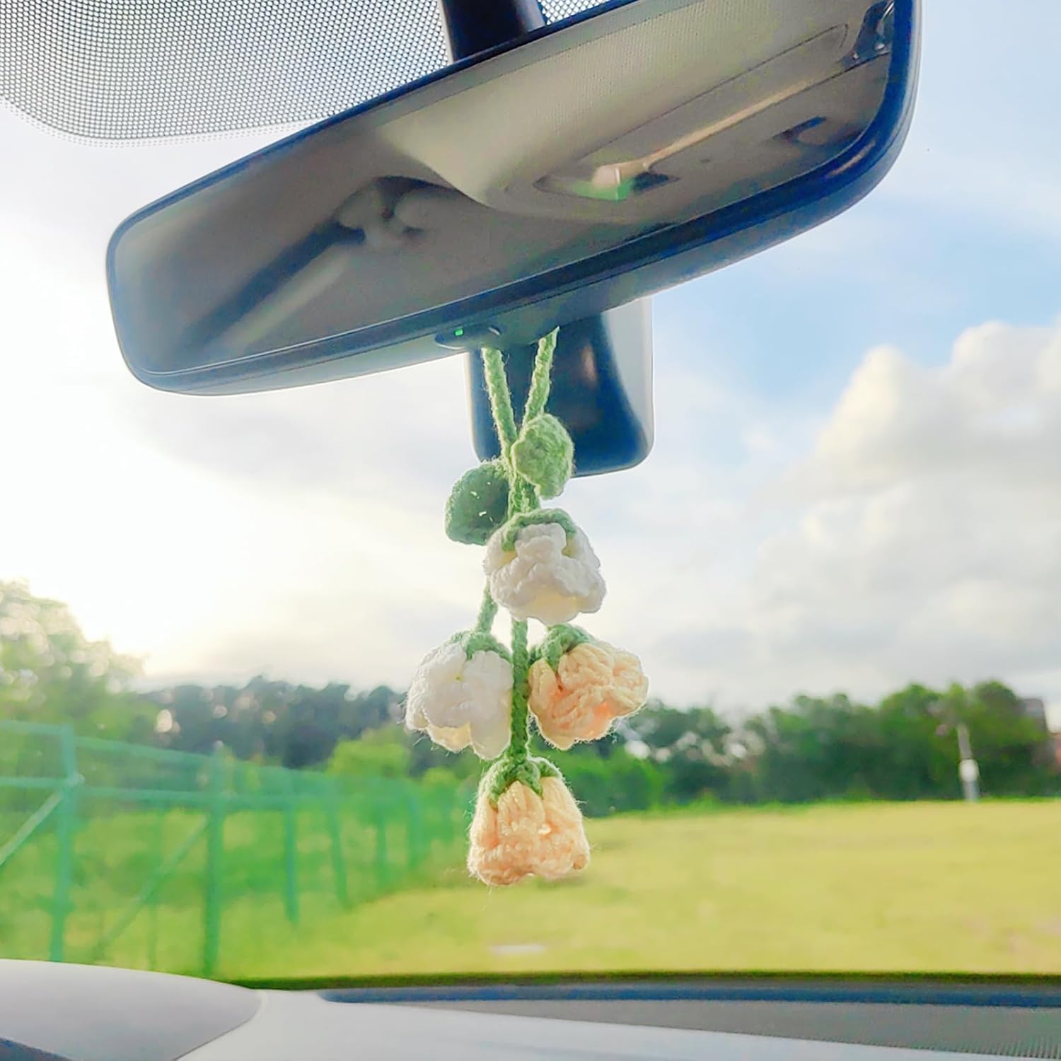 Lily of The Valley Flower Car Mirror Hanging Accessory Yellow White