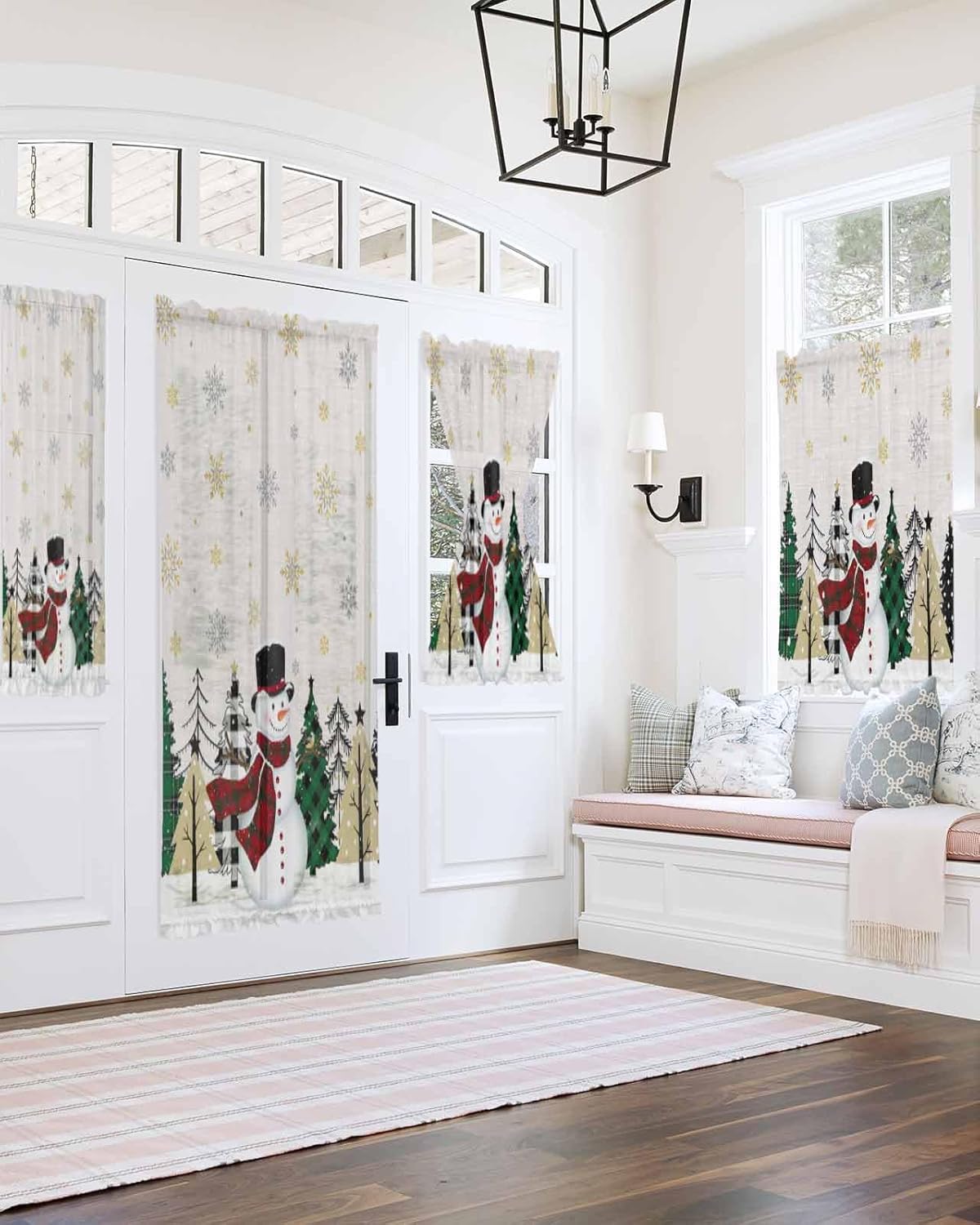 PANJINEXT Door Curtains 54x72 Sheer Thermal Insulated Rod Pocket Panel with Tiebacks