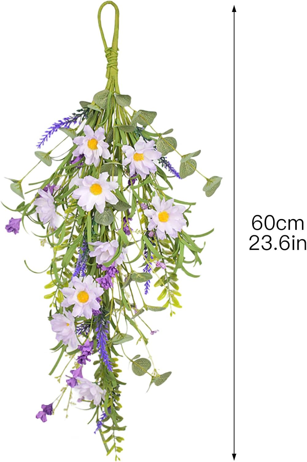 Artificial Daisy Teardrop Wreath for Front Door