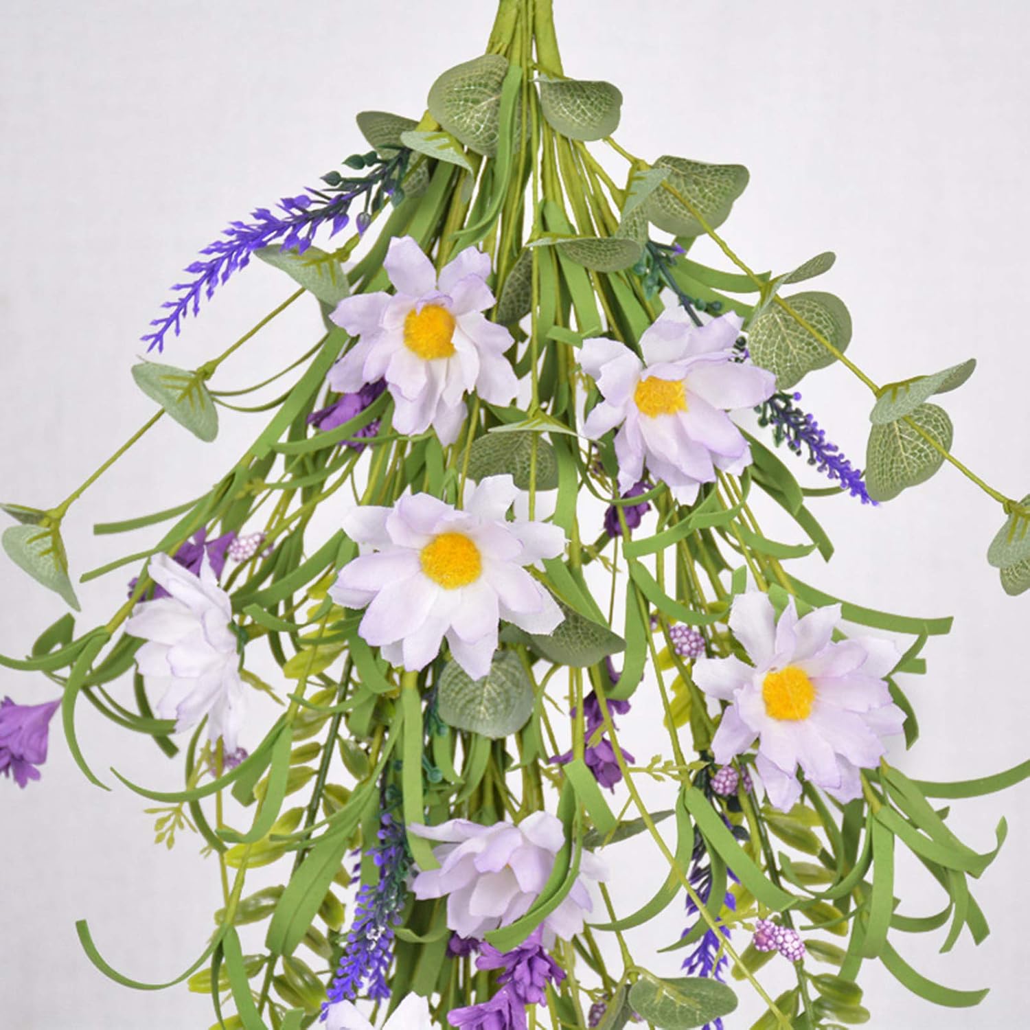 Artificial Daisy Teardrop Wreath for Front Door