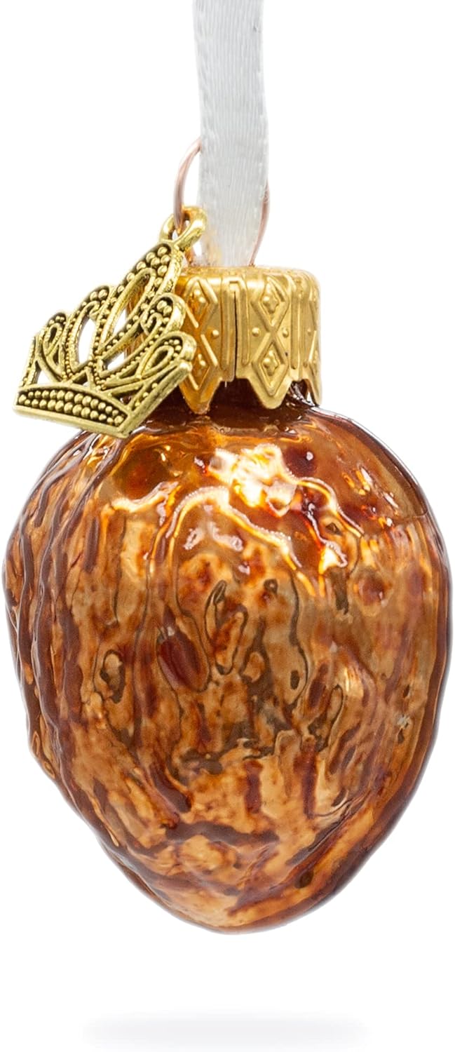 Shiny Walnut Mini Glass Christmas Ornament 1