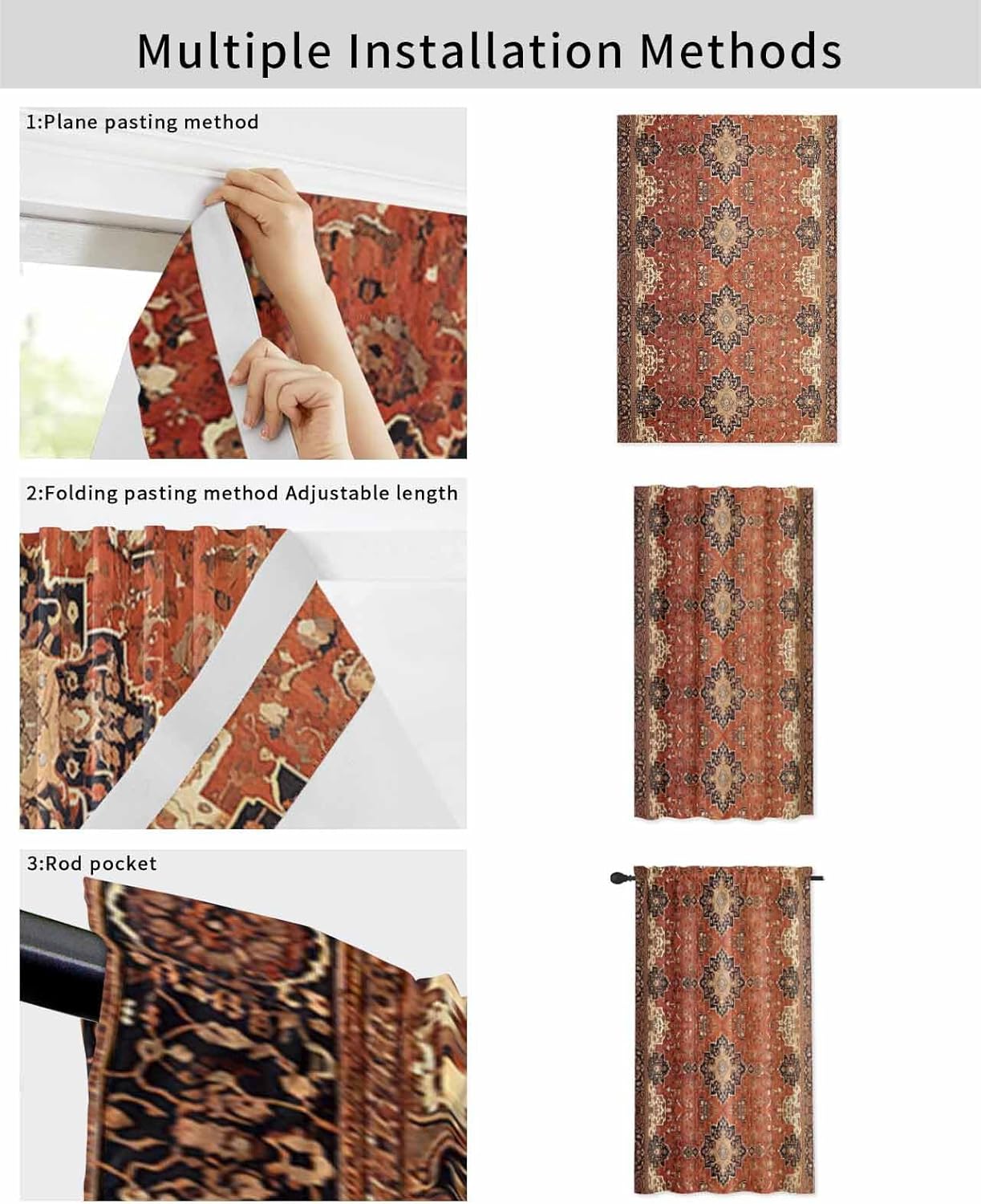 Yomandocix Southwest Self Adhesive Curtains 35x63 Inches 1