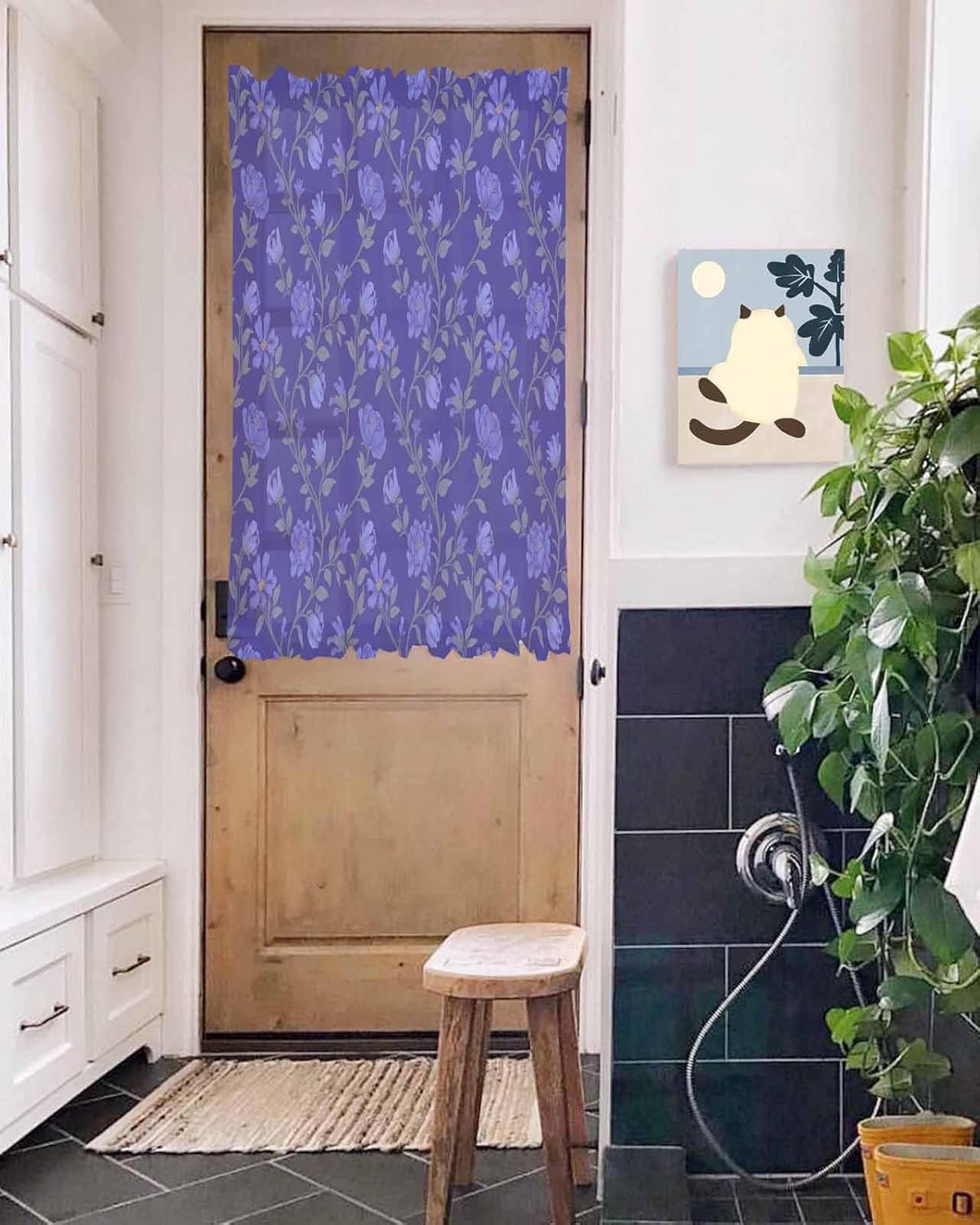Purple Floral French Door Curtain Panel 54W x 40L