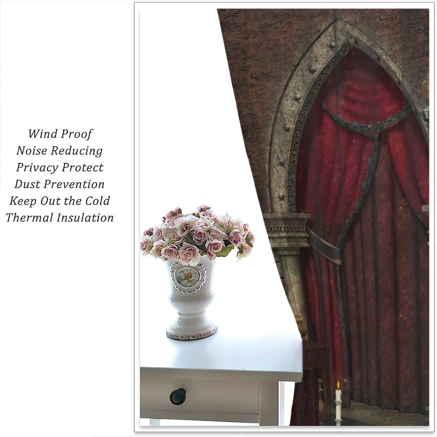 Gothic Curtains 2 Panel Set 42x45 Black Red