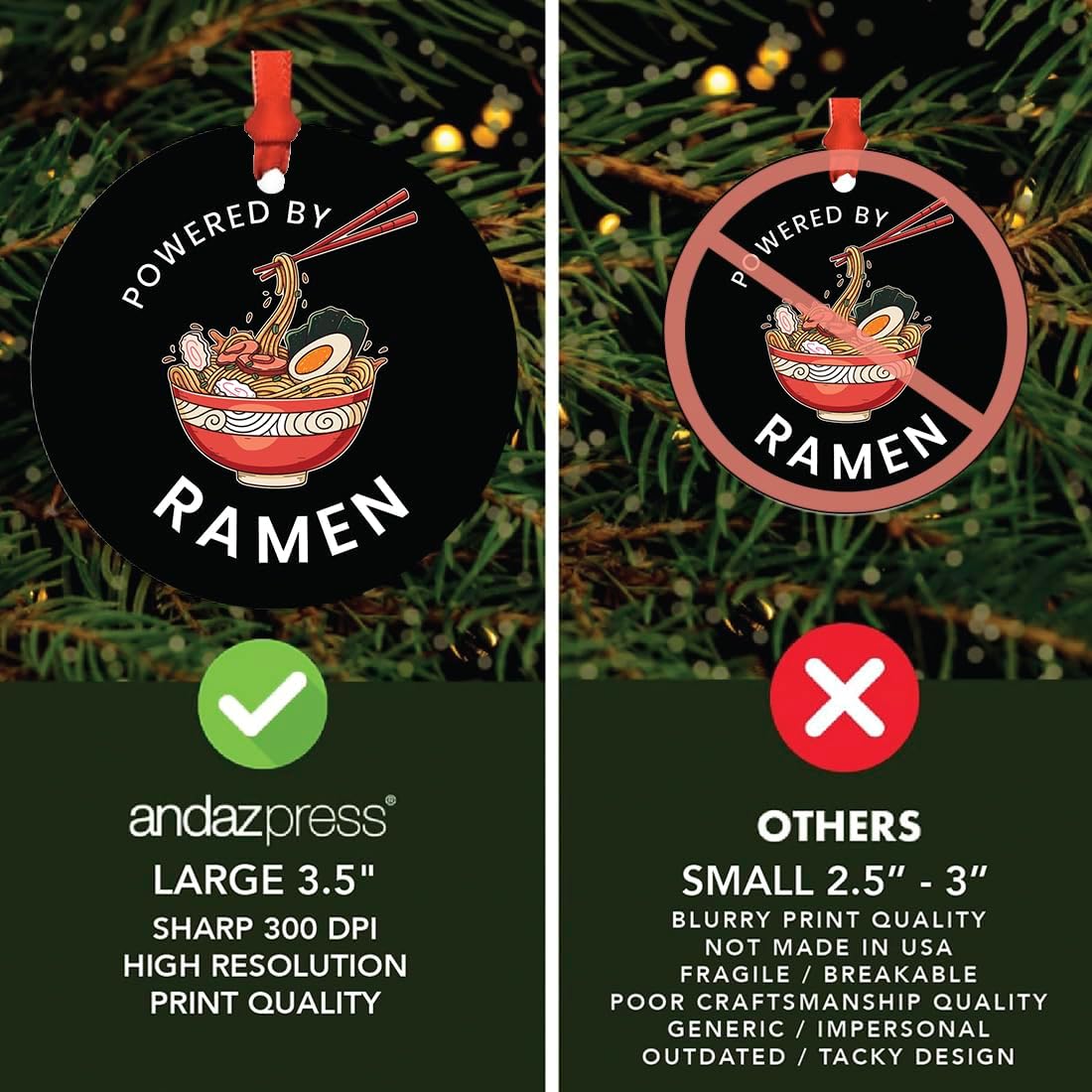 Andaz Press 35 Inch Metal Ramen Christmas Ornament