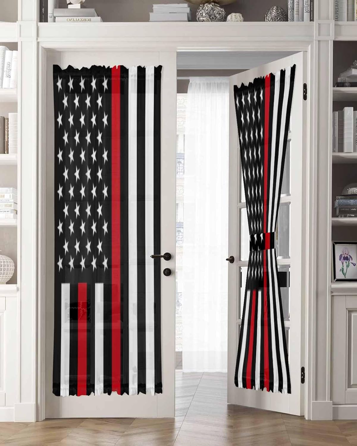 Red White American Flag French Door Panels