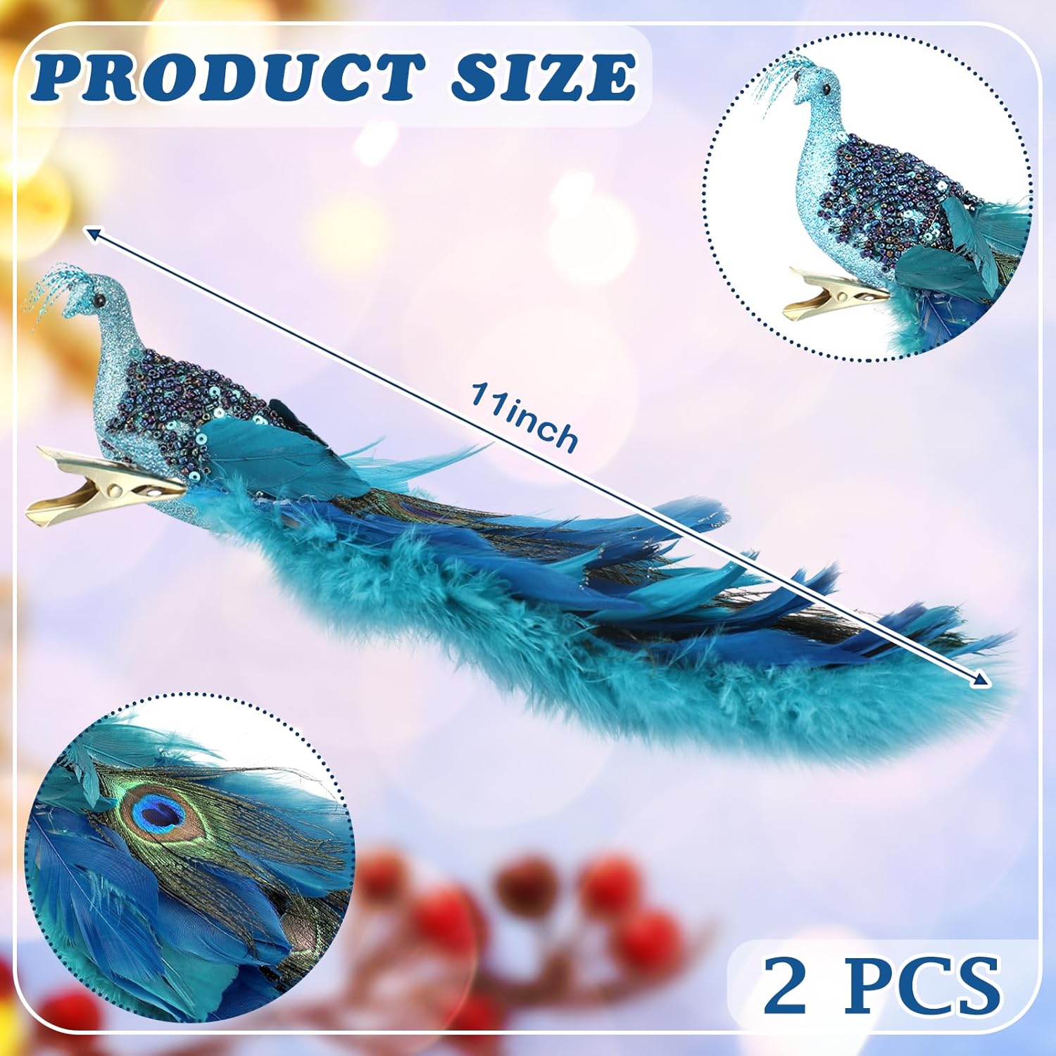 Giegxin 2 Pcs Peacock Christmas Tree Decorations