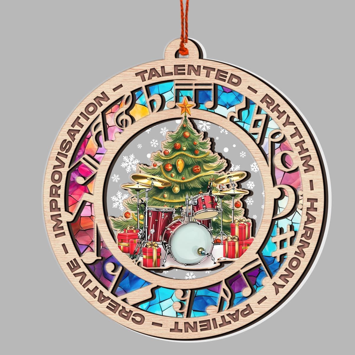 Drum Suncatcher Christmas Tree Decor for Drummers