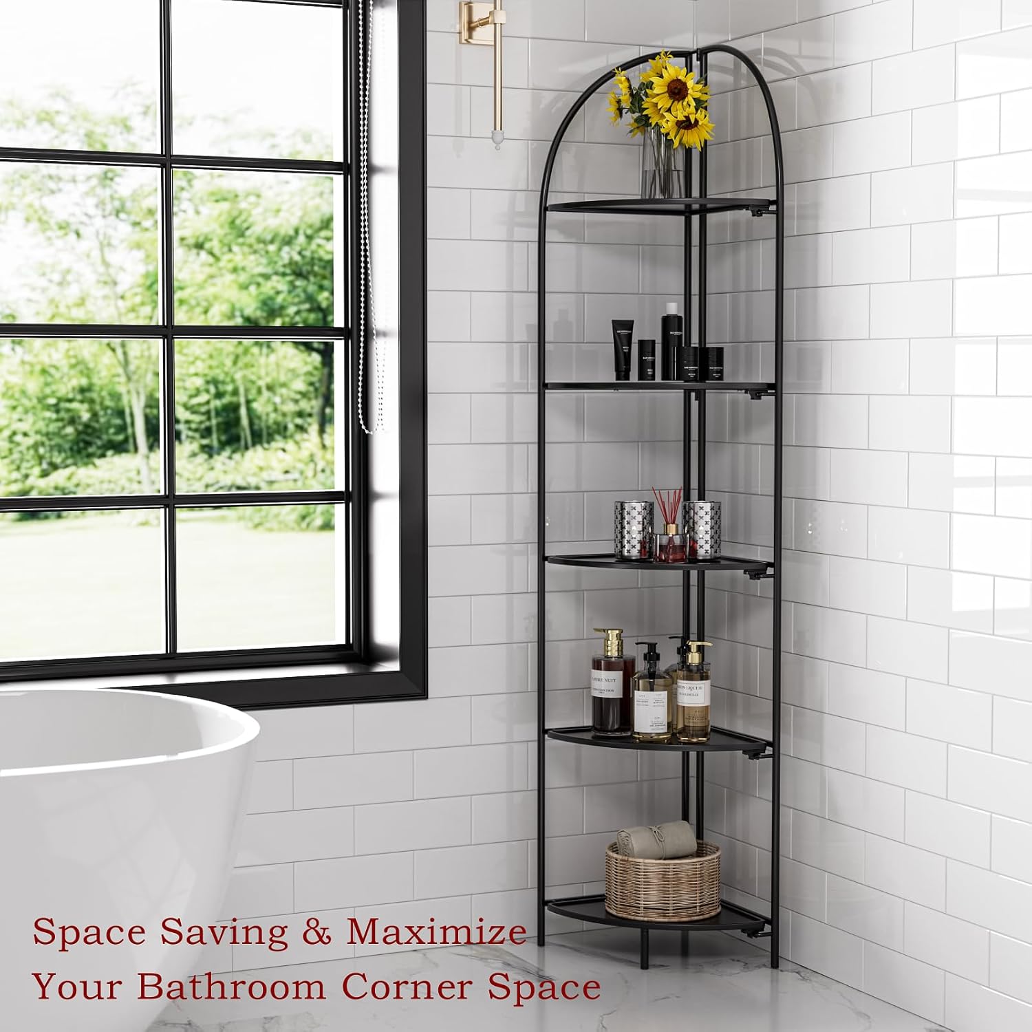 Crofy Foldable 5 Tier Corner Shelf Unit