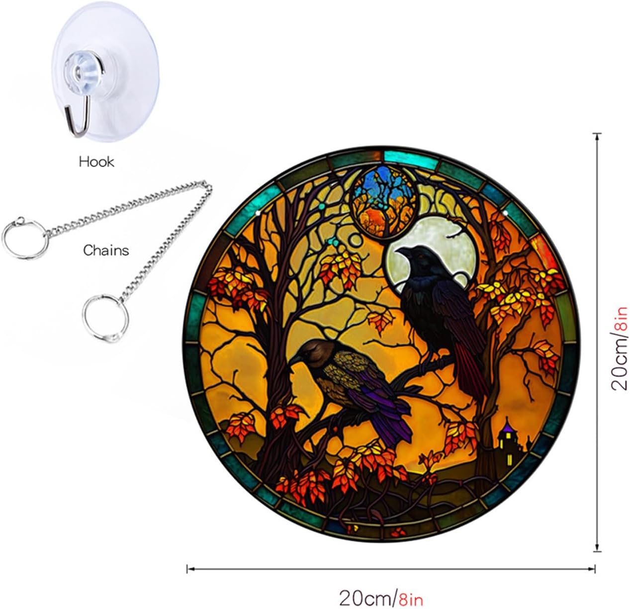 MATIHAY Crows Stained Acrylic Window Hanging Decor