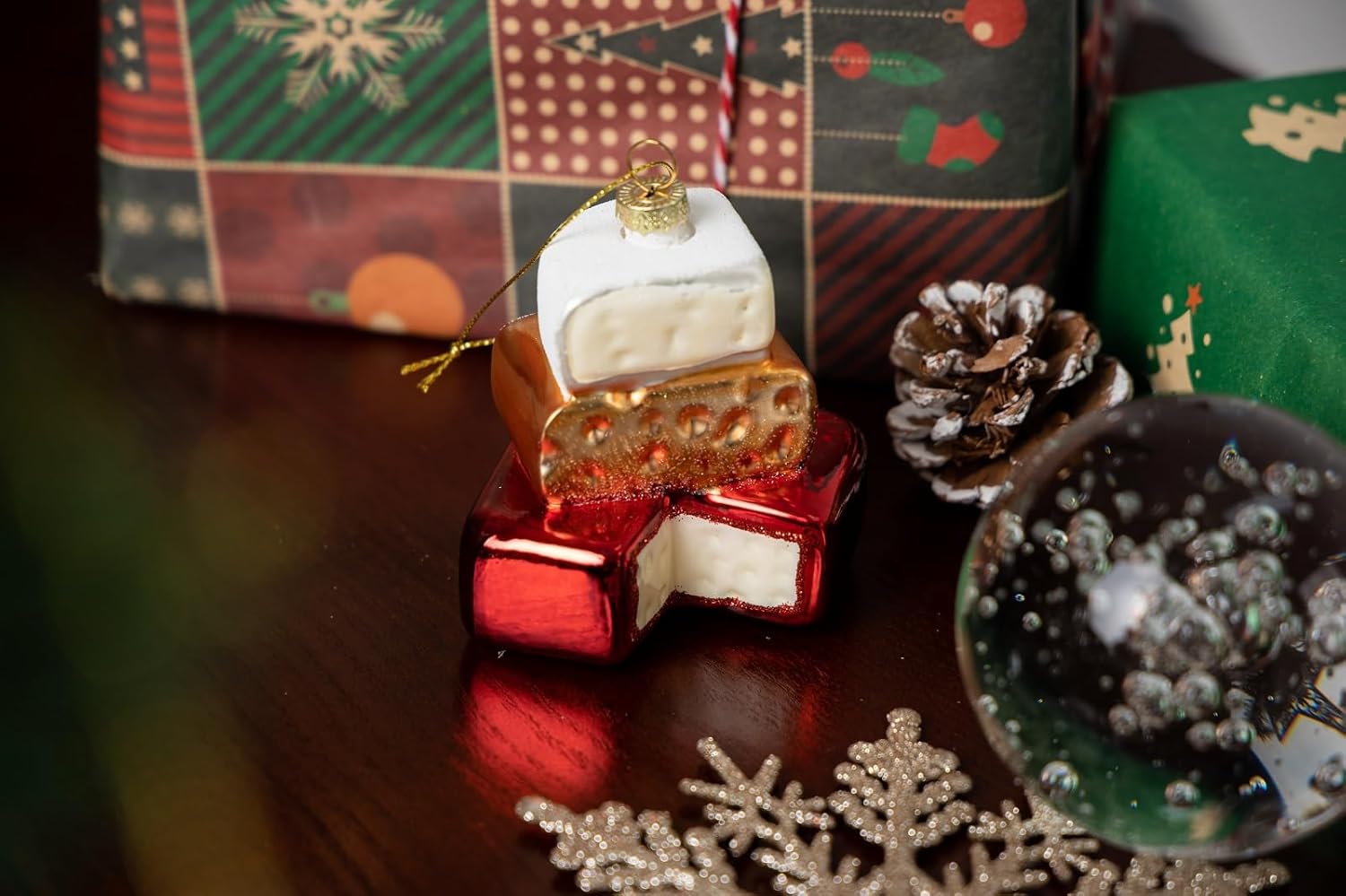 2 Count Glass Cheese Christmas Ornaments for Tree
