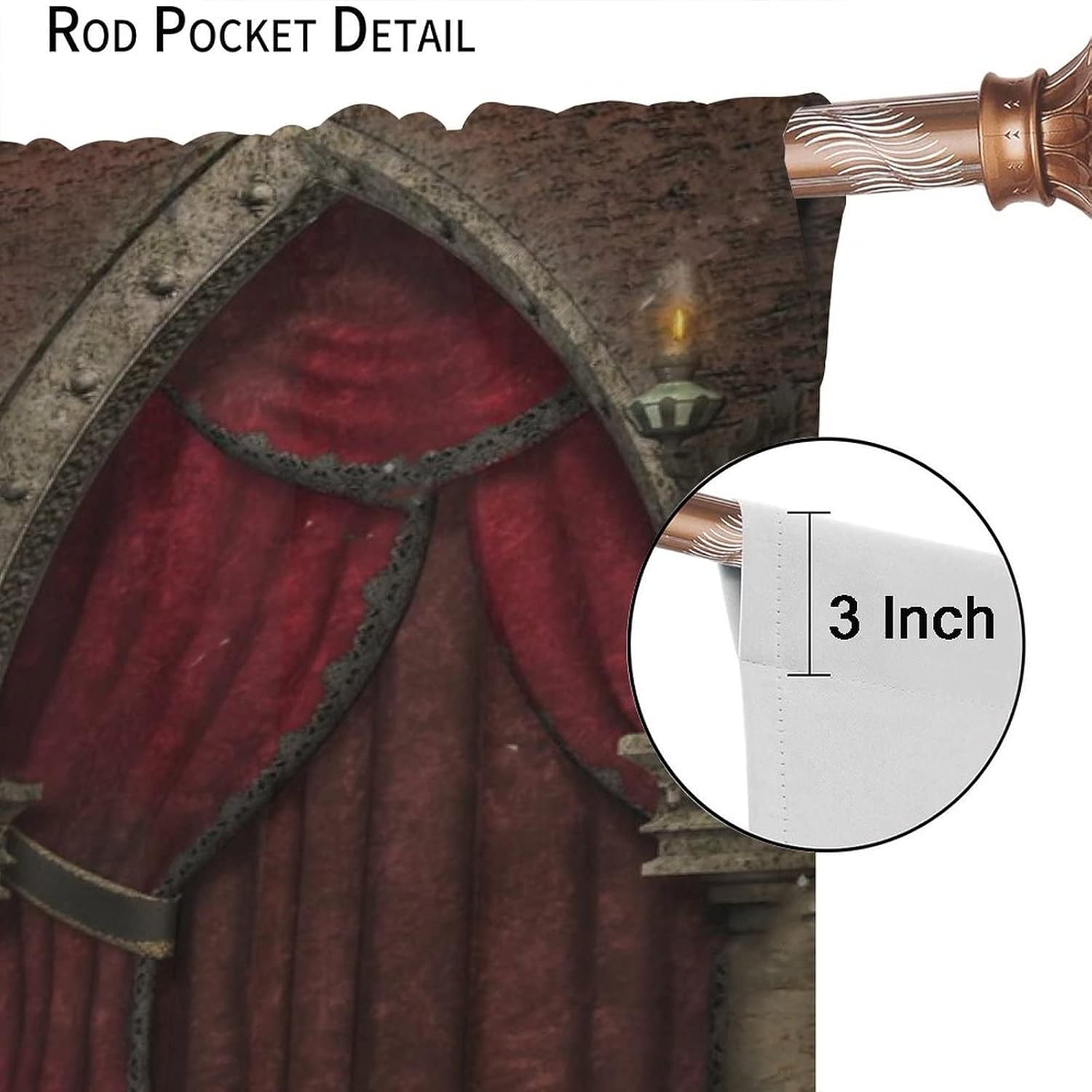 Gothic Curtains 2 Panel Set 42x45 Black Red