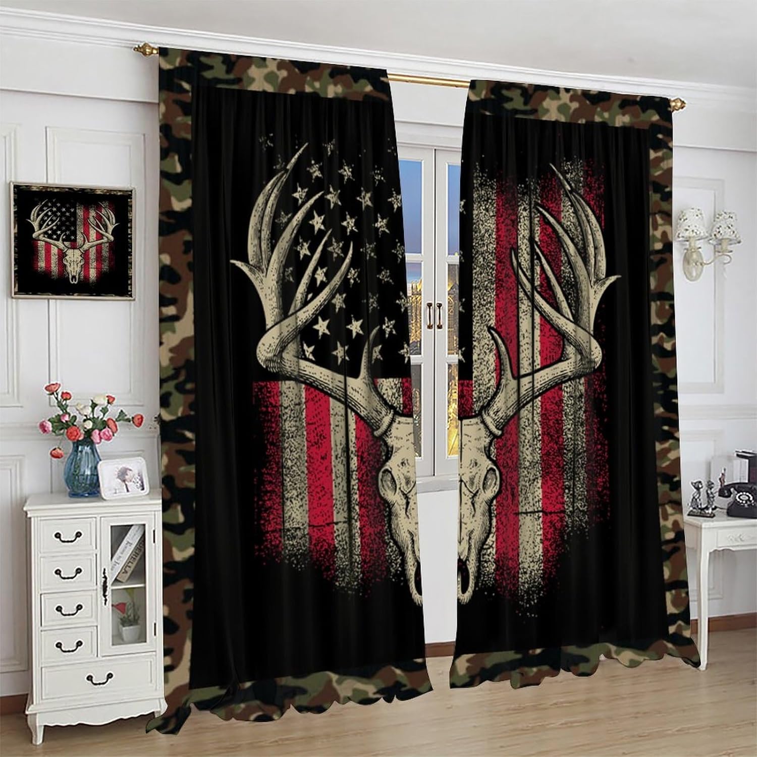 Deer Antler Camouflage Curtains 42 W x 45 L