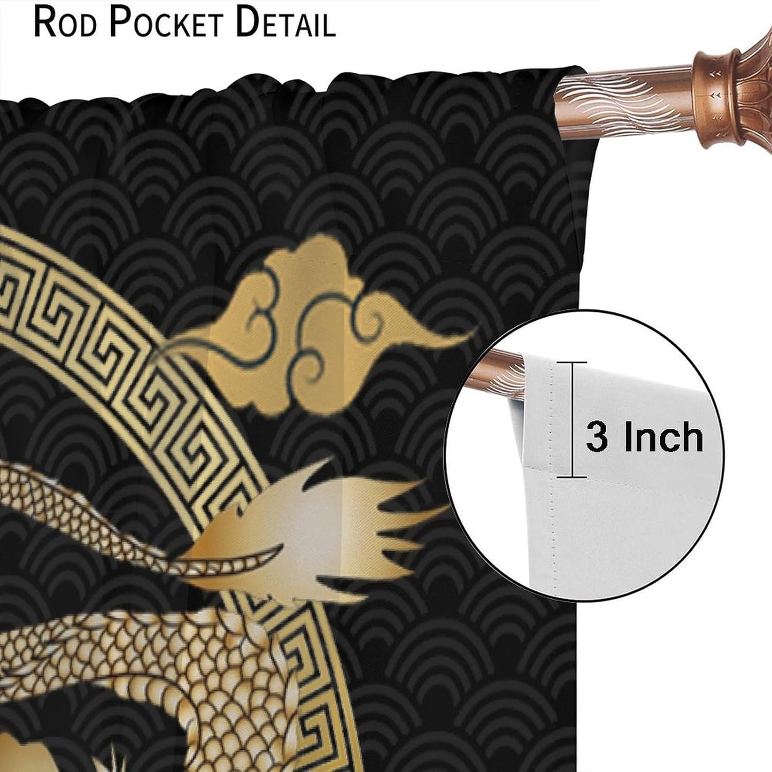 Asian Dragon Window Curtains Blackout Drapes 42x45in