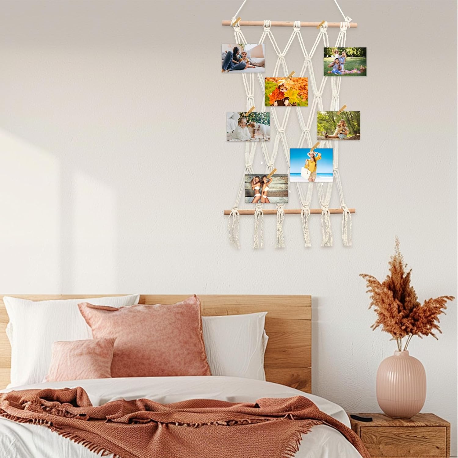 Boho Macrame Wall Hanging Photo Display Frame