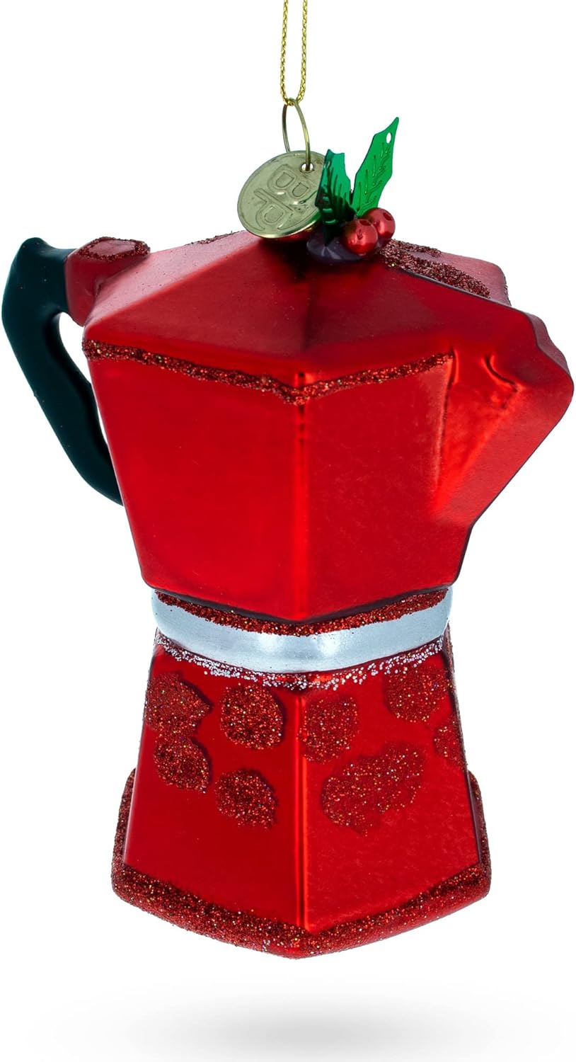 Espresso Maker Coffee Lover Glass Christmas Ornament
