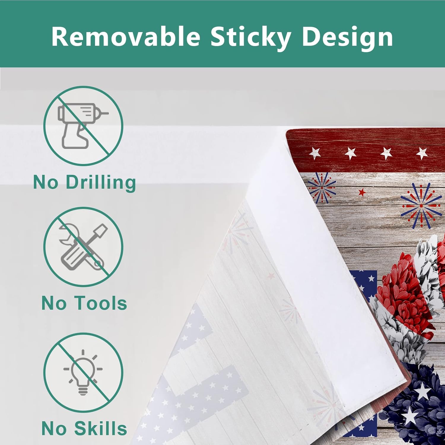 BEMIGO Door Curtains with July 4th Stars Firework Design