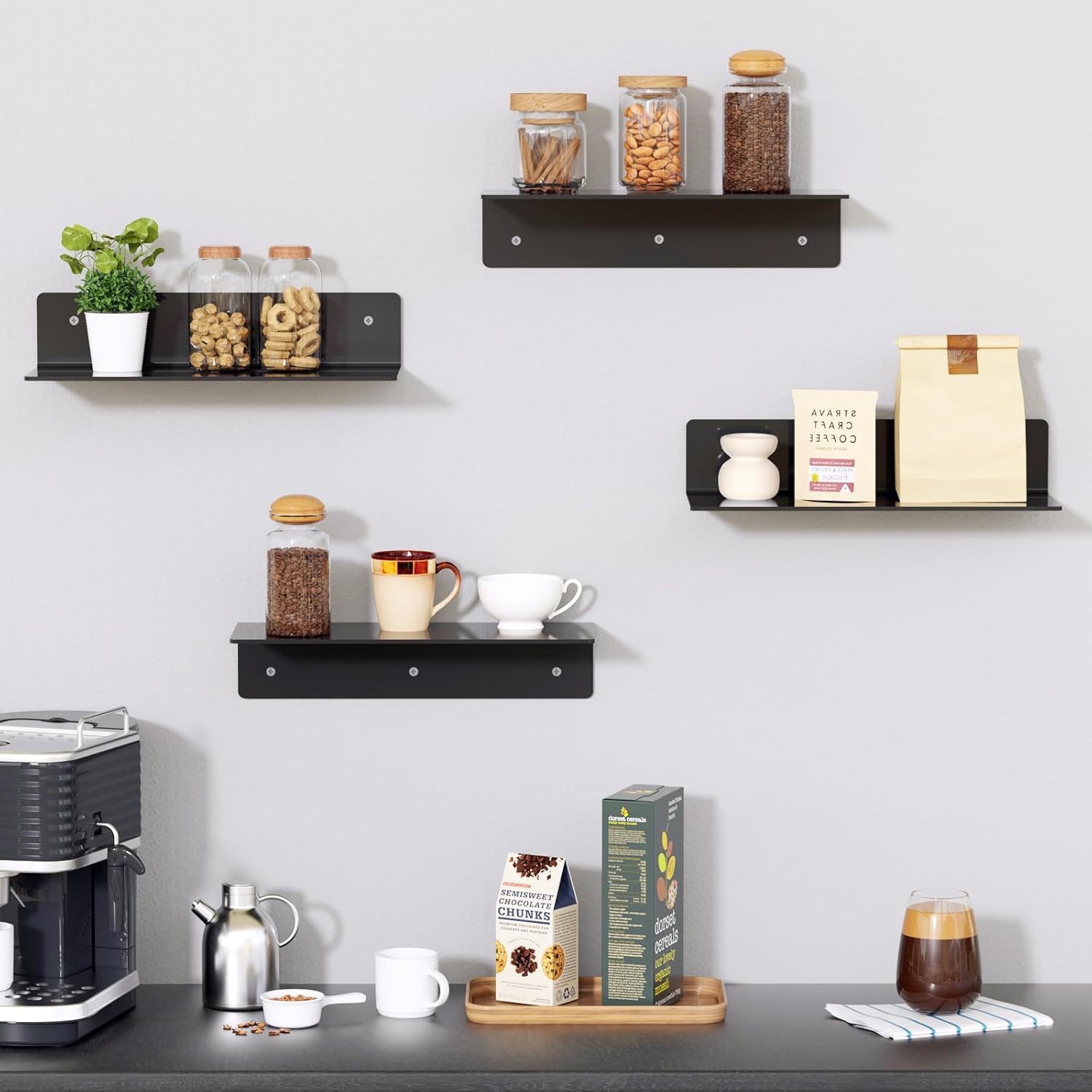12 Inch Black Acrylic Floating Shelves 4 Pack