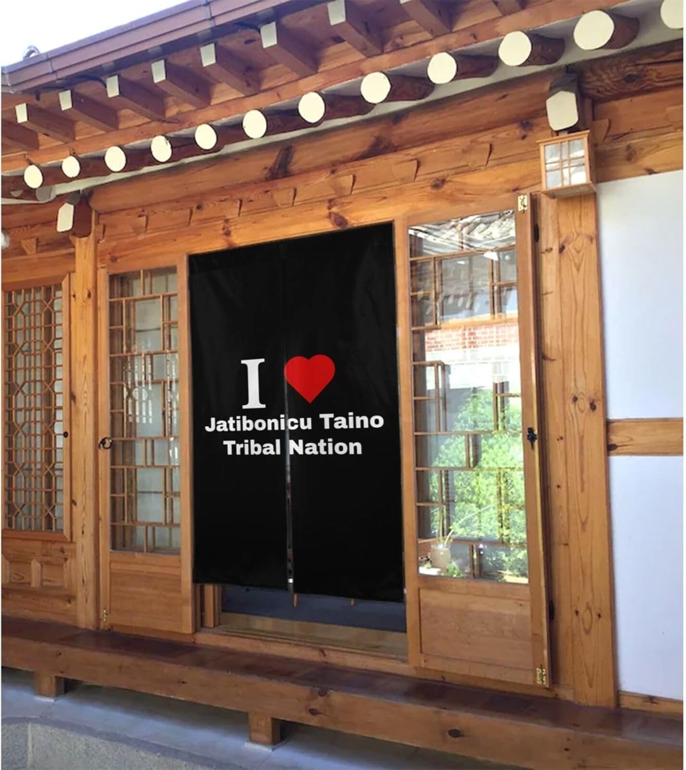 I Love Jatibonicu Taino Tribal Blackout Curtain for Door 34x56in