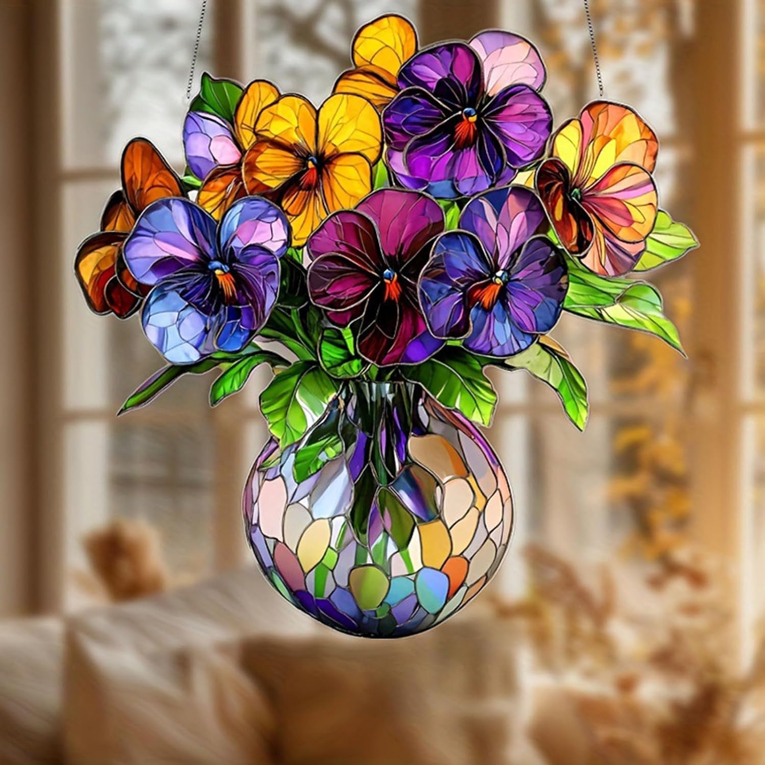 2PCS Flower Flat Acrylic Window Hanging Decor
