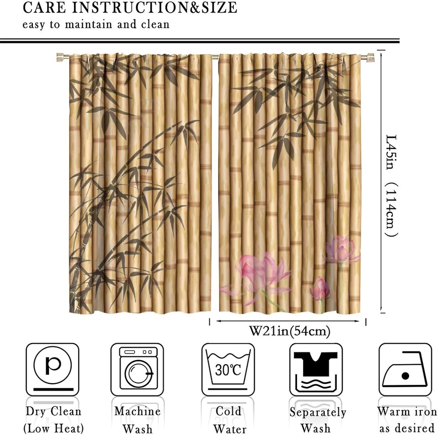 Bamboo Print Curtains for Bedroom and Living Room