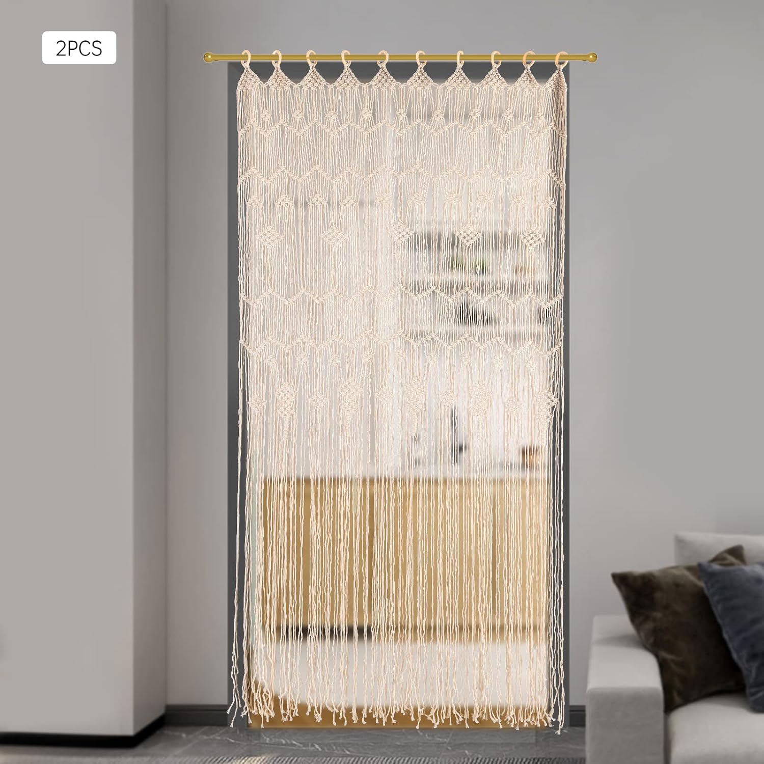 Boho Macrame Curtain 2 Panels 3346 x 7874 Inches