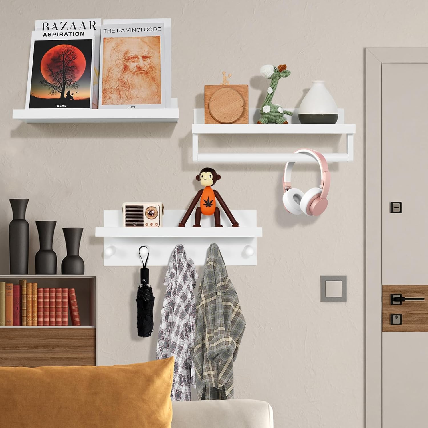 Ollieroo Set of Four Floating Book Shelves White