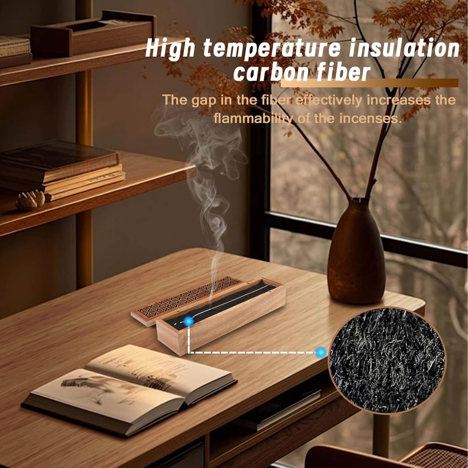 Incense Holder Burner with Ash Catcher and Storage Drawer