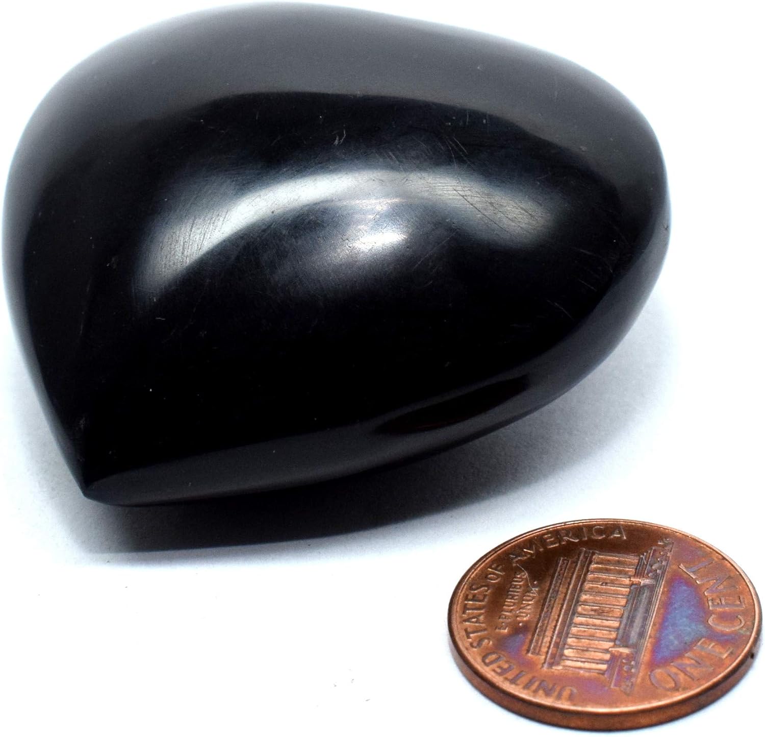47mm Black Onyx Puffy Heart with Acrylic Stand