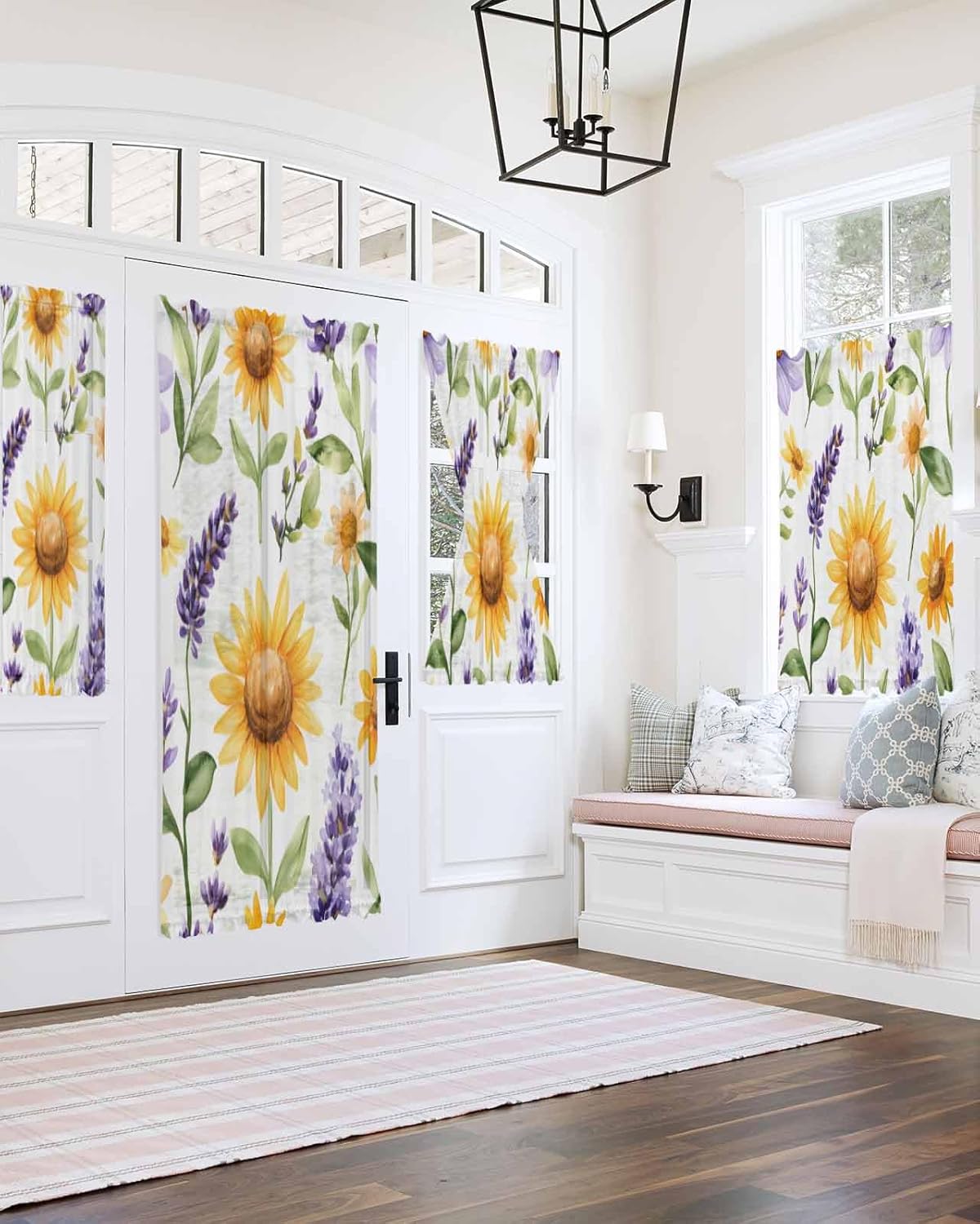 French Door Curtain with Sunflower and Lavender Design