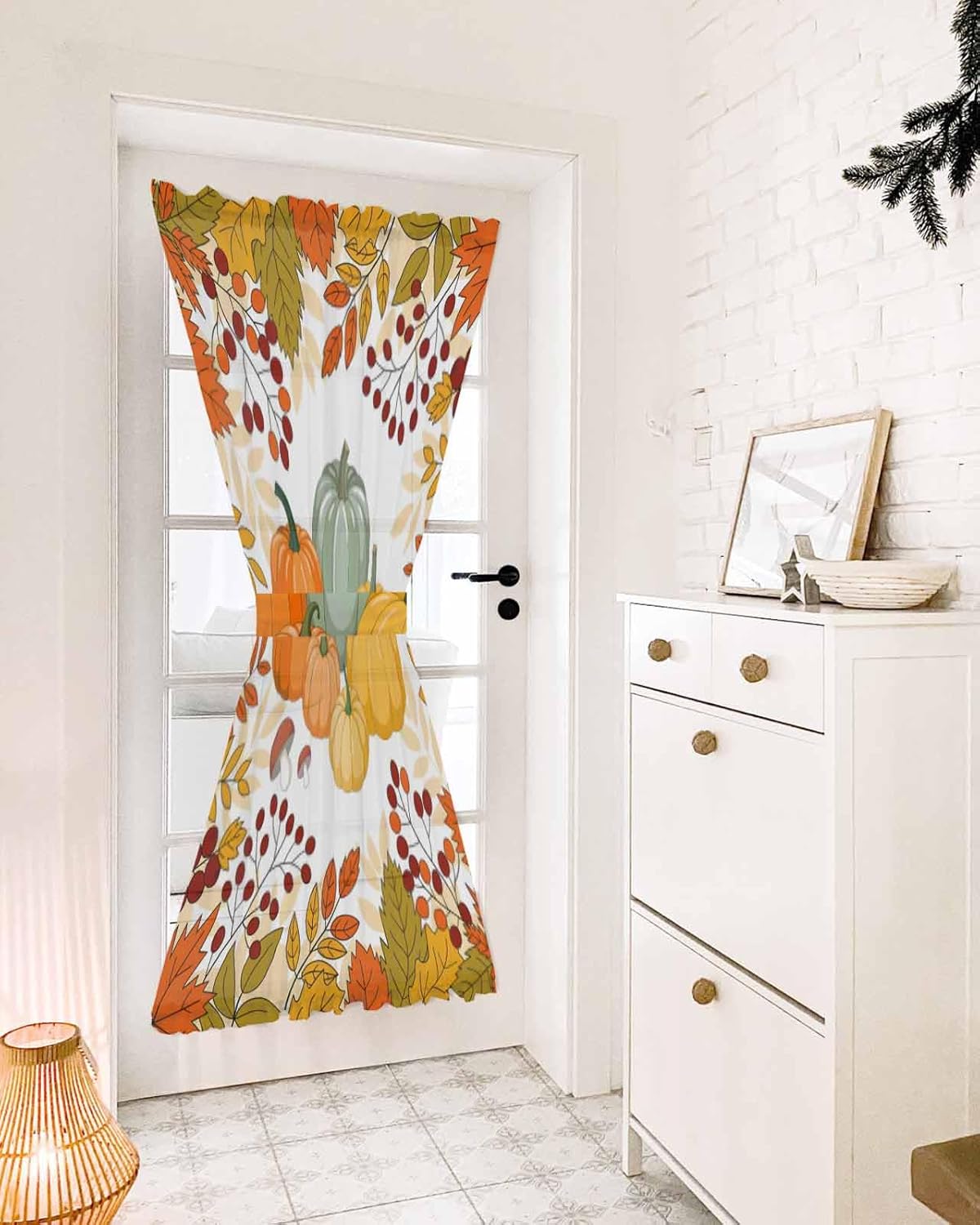 Orange Thanksgiving French Door Curtain