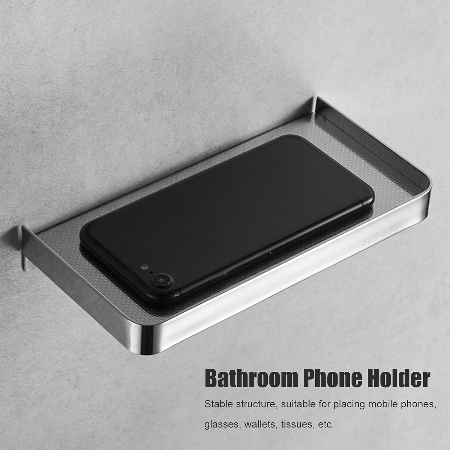 Floating Wall Shelf Phone Holder for Bathroom