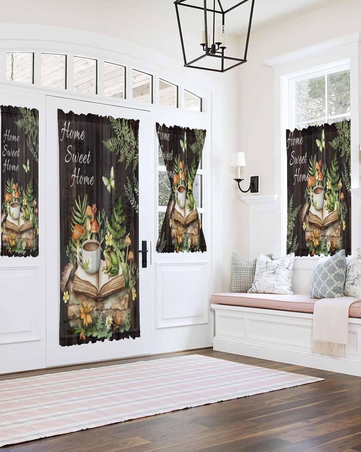 Forest Frog French Door Curtain Green Botanical Design