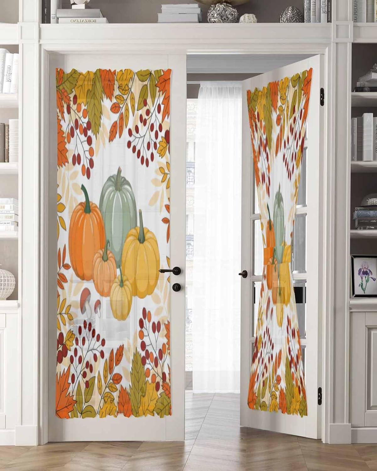 Orange Thanksgiving French Door Curtain