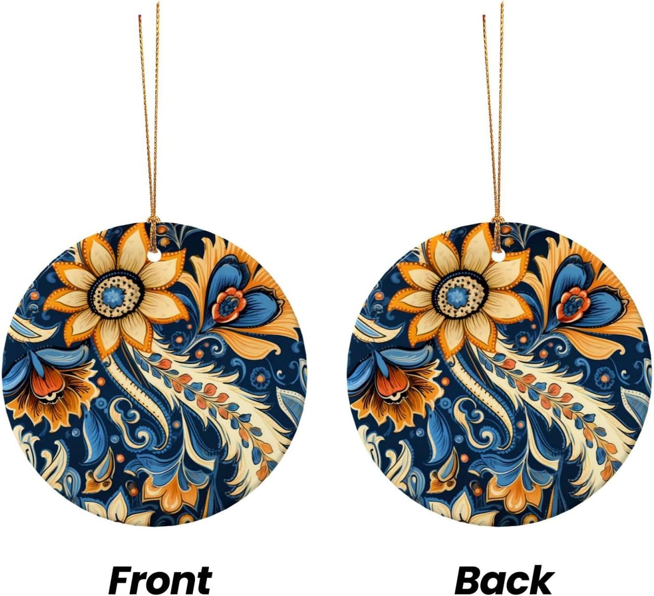 Retro Ceramic Flower Pendant Christmas Decor Hanging Ornament