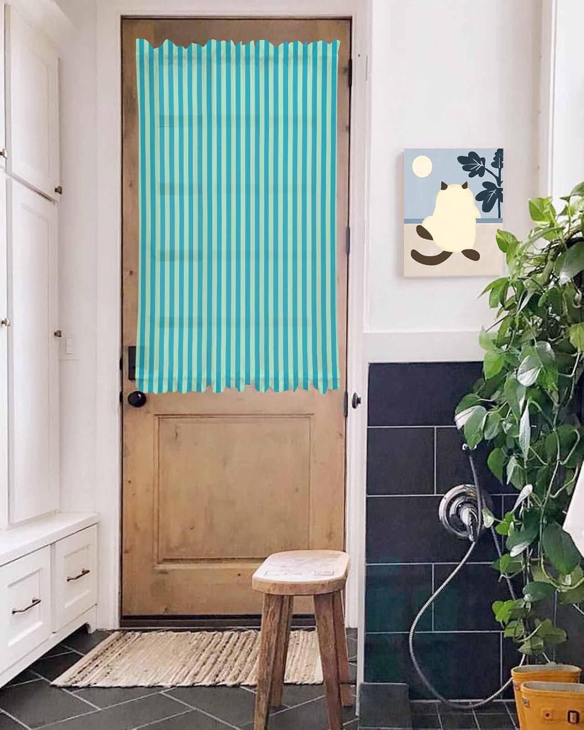 Modern Striped French Door Curtain 54W x 40L
