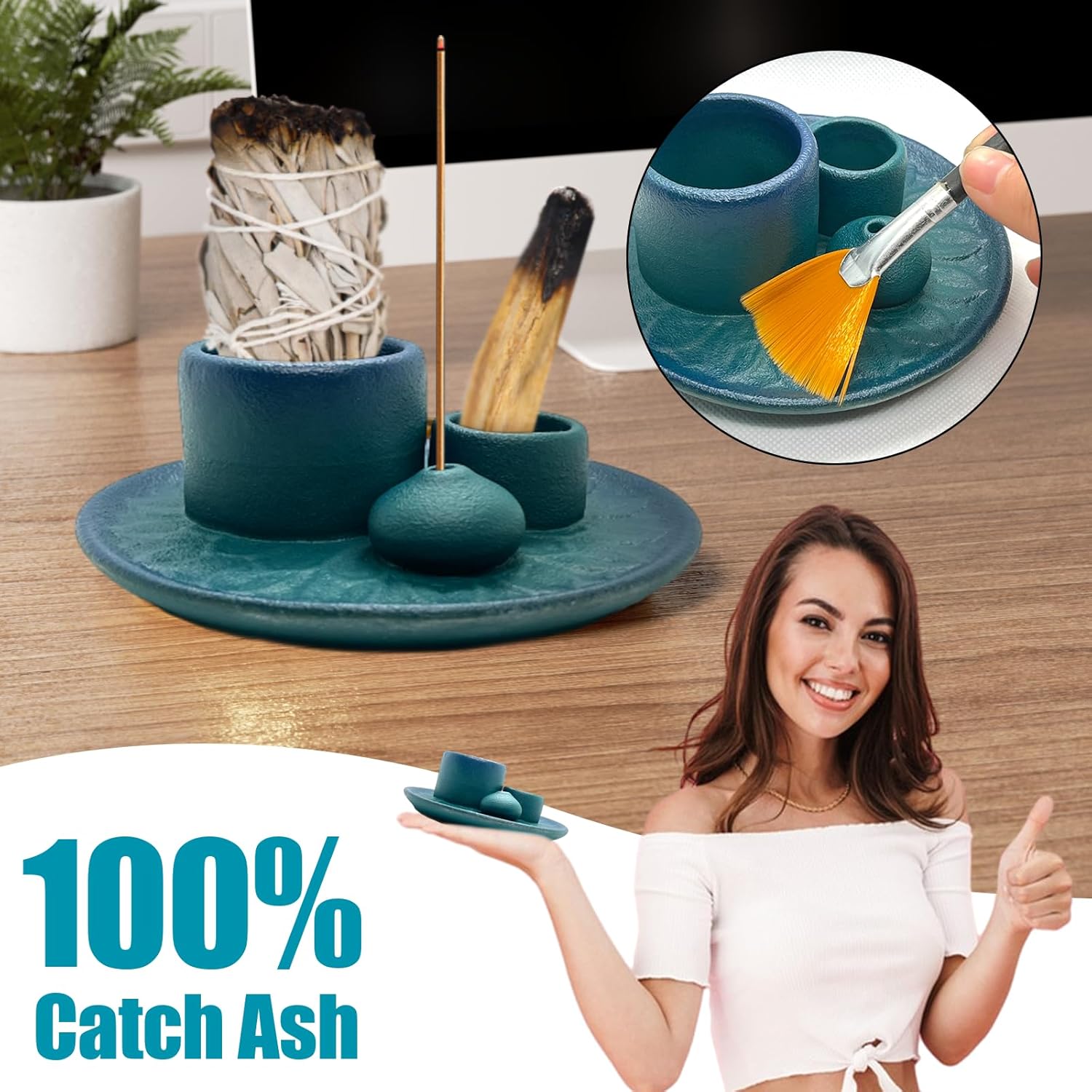 4 in 1 Palo Santo Incense Candle Holder - Blue