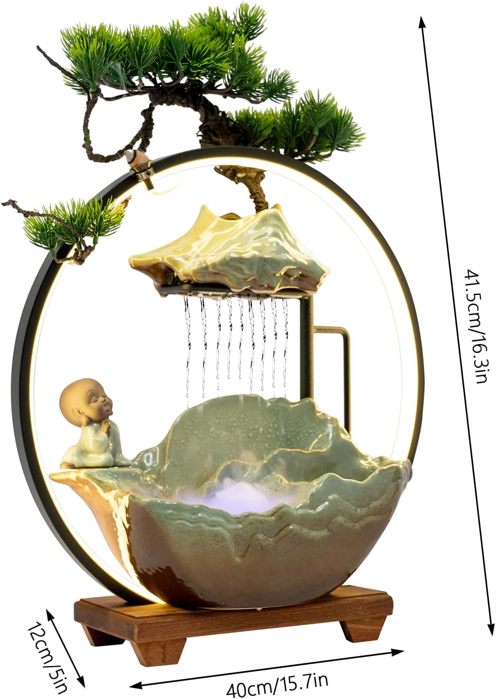 Modern LED Incense Burner Fountain 157X47X163 Inch Desk Water Feature