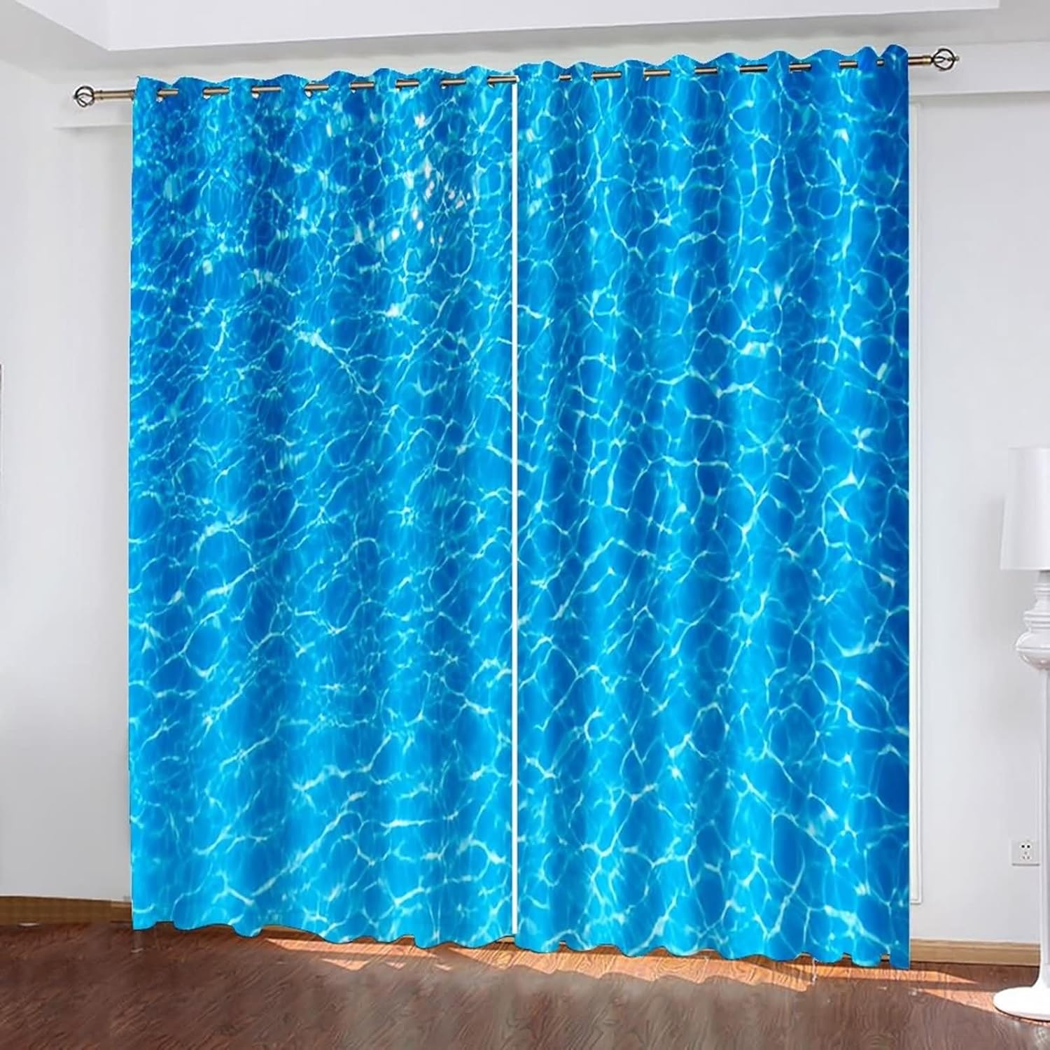 Blackout Curtains for Kitchen 2 Panels Thermal Blue Sea Landscape