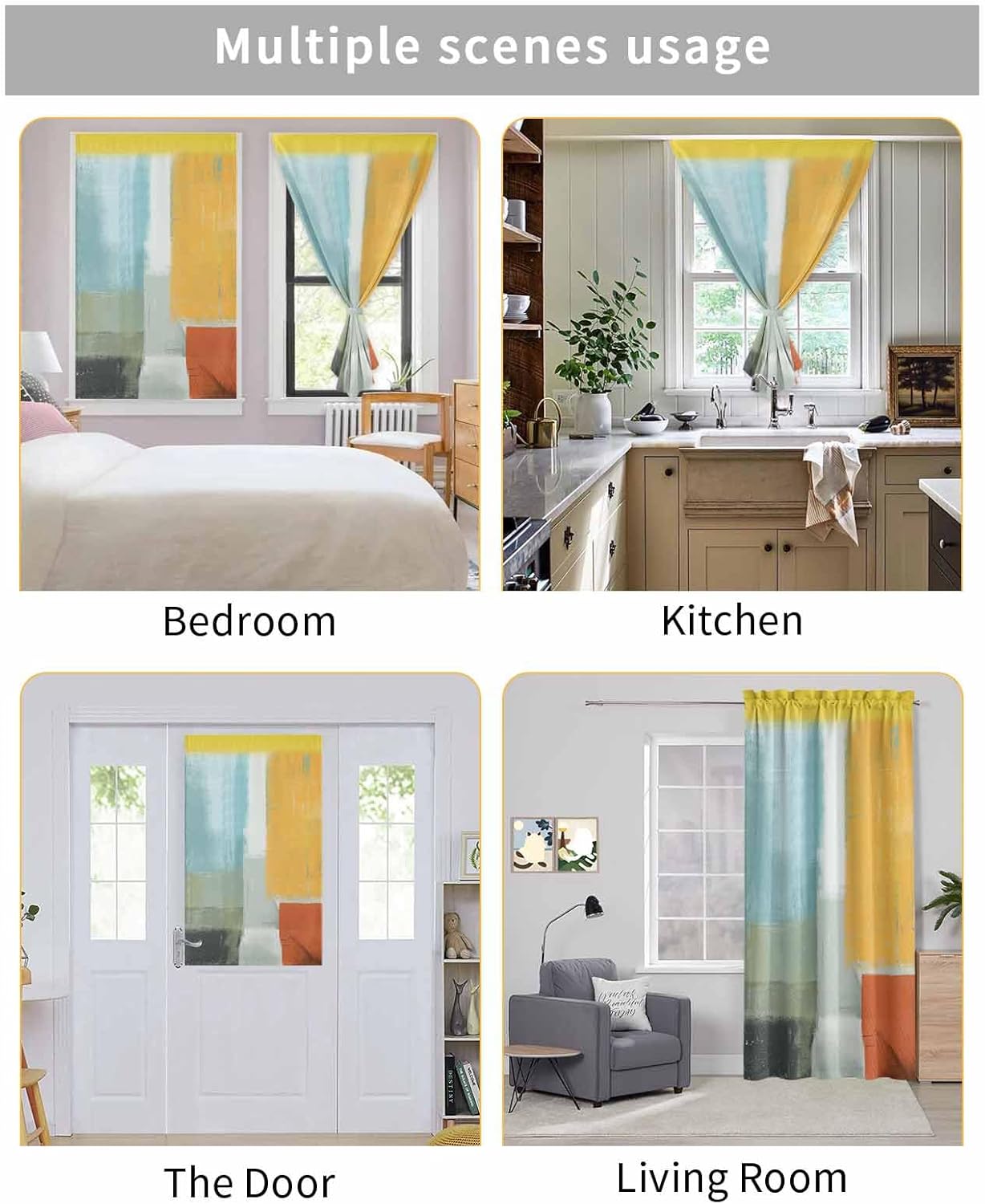 Self Adhesive Portable Curtains for Windows 47x72 Inches