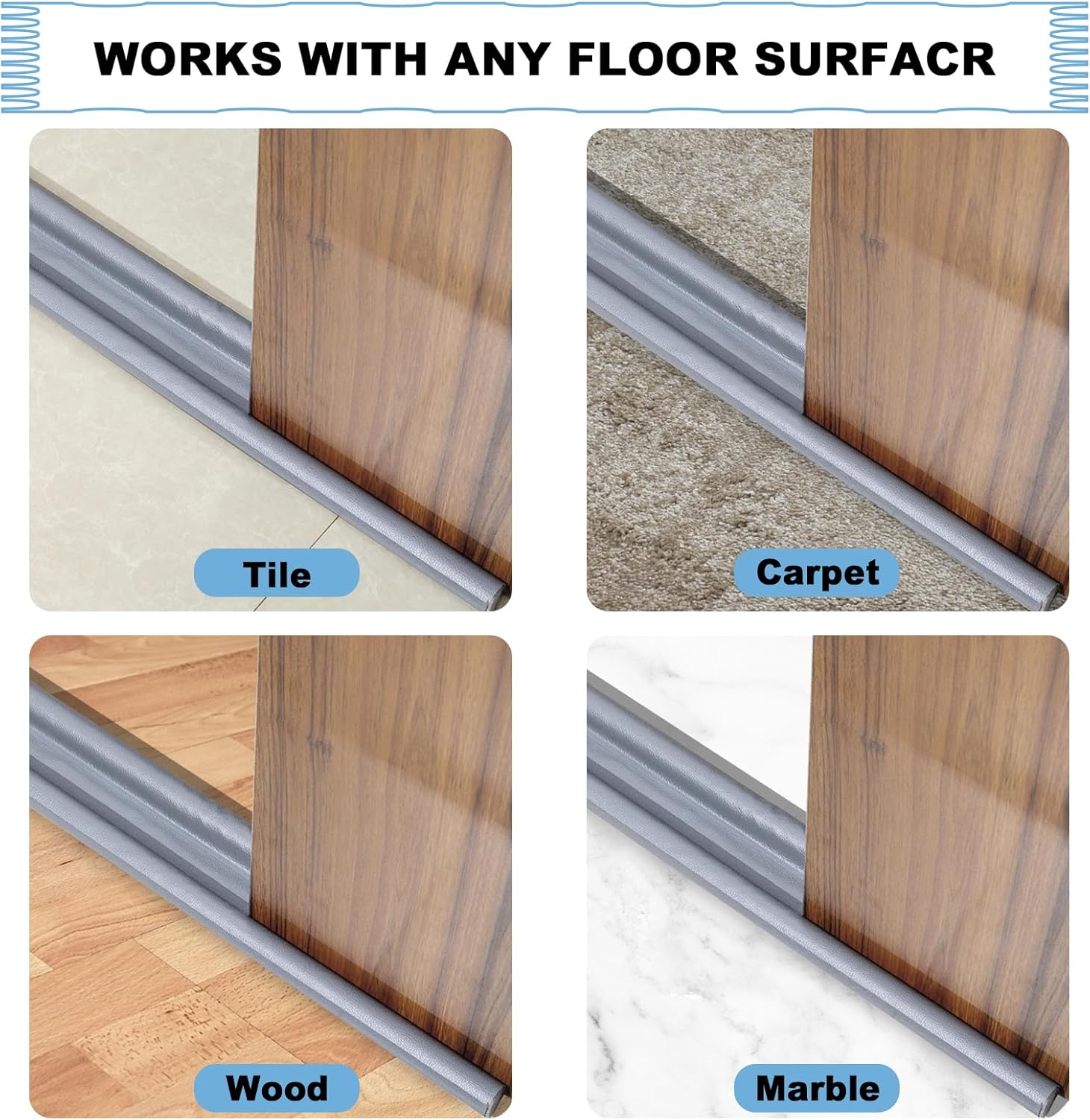 Double Door Draft Stopper 37 Inch Soundproof Windproof
