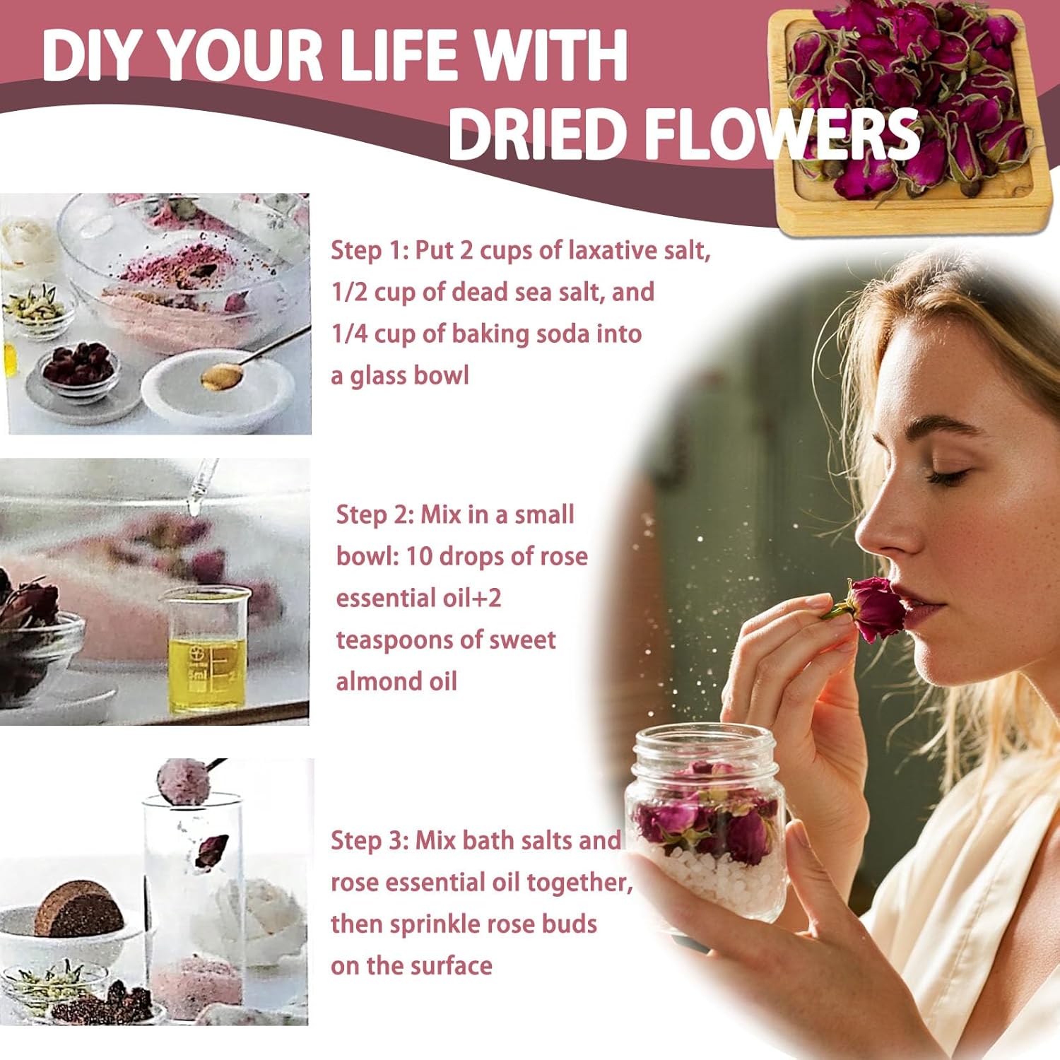 Premium Dried Rose Buds Edible for Tea Crafts and Baking
