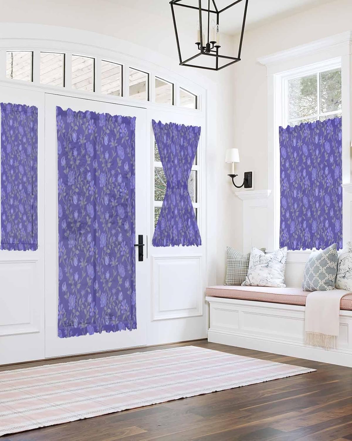 Purple Floral French Door Curtain Panel 54W x 40L