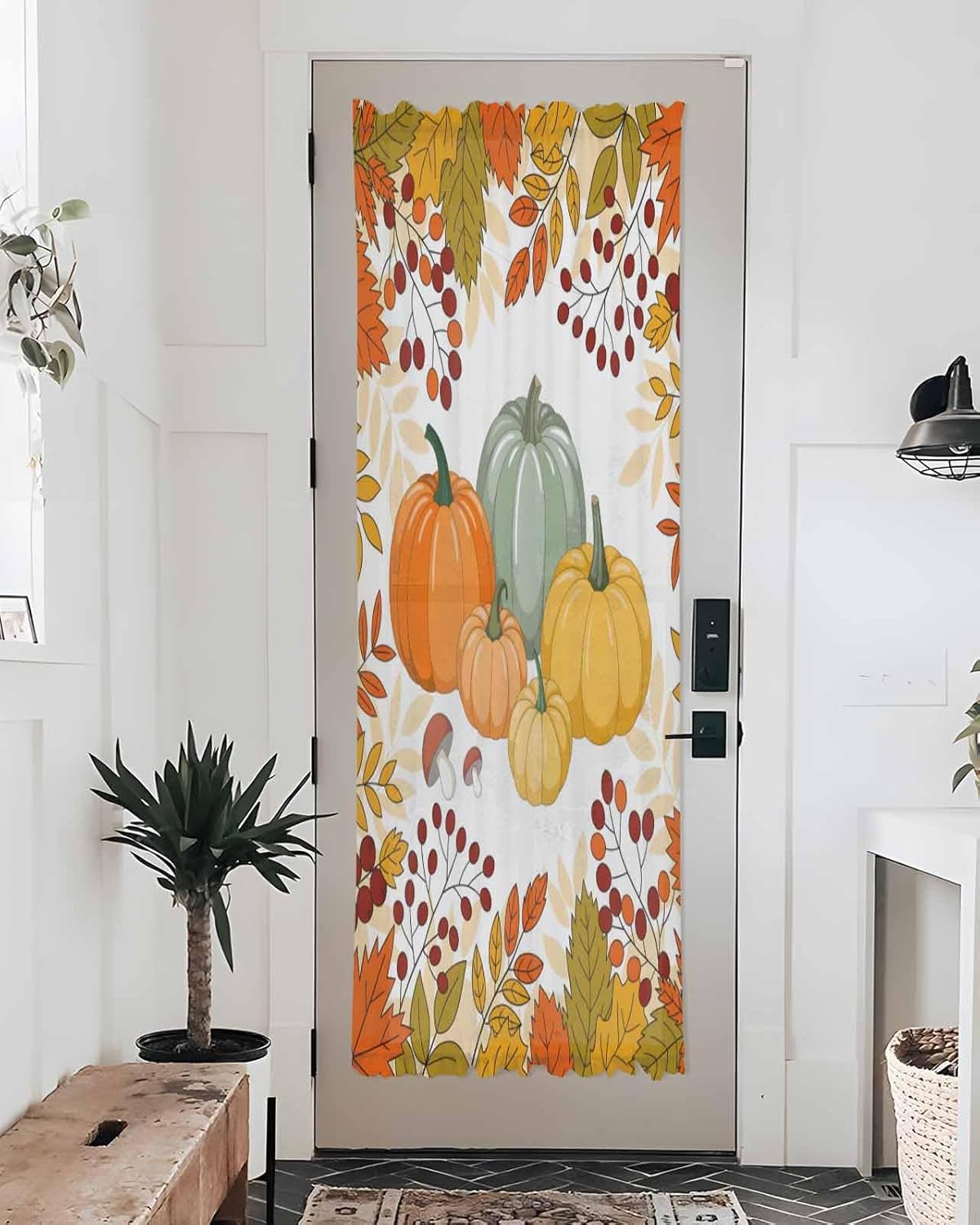 Orange Thanksgiving French Door Curtain
