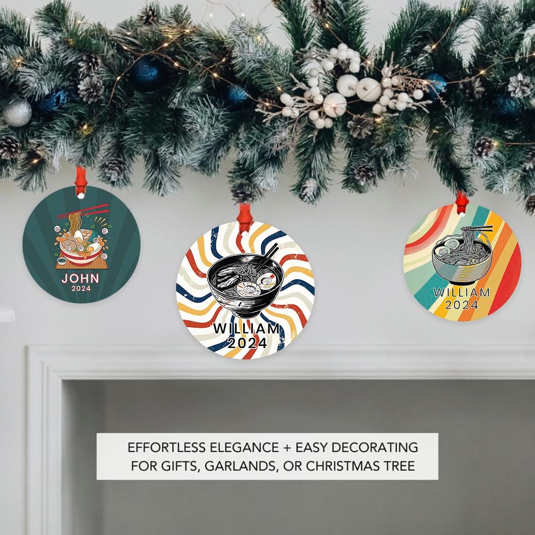 Andaz Press 35 Inch Metal Ramen Christmas Ornament