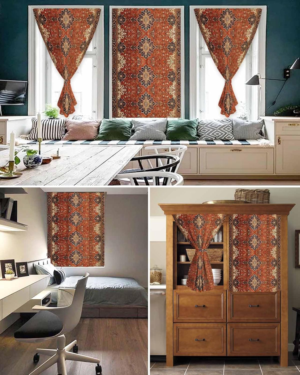 Yomandocix Southwest Self Adhesive Curtains 35x63 Inches 1
