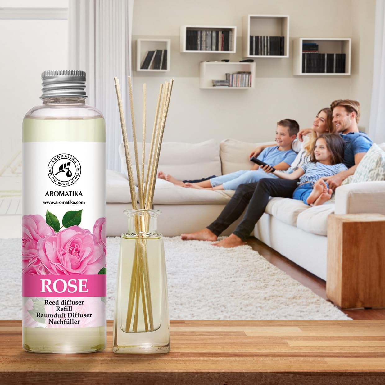 Rose Reed Diffuser Refill - 200ml Natural Fragrance