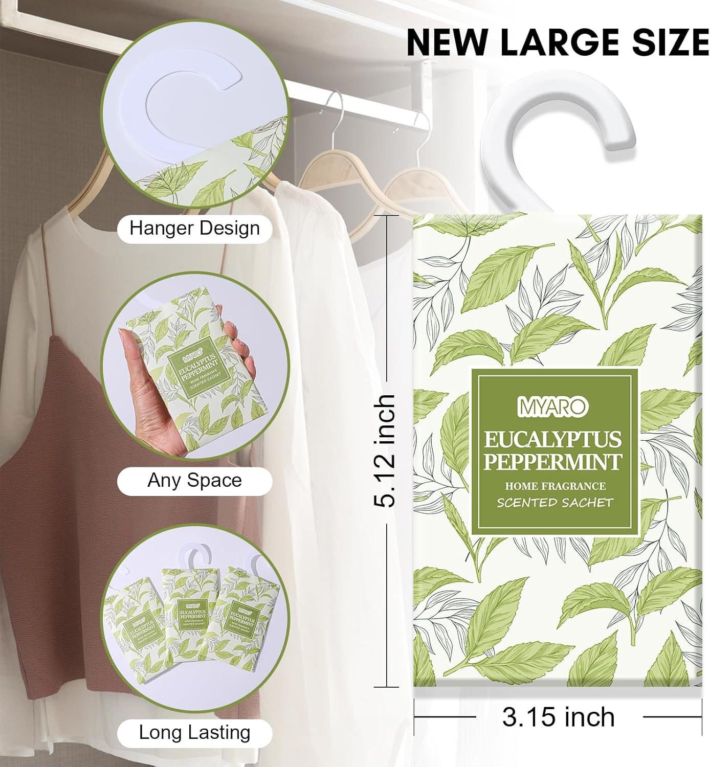 MYARO Eucalyptus Scented Sachets 12 Pcs Drawer Closet Freshener